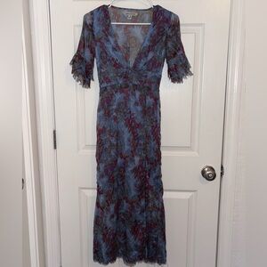 Urban Outfitters Blue and Purple Floral Maxi Dress